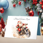 Santa Riding Motorbike Christmas Card<br><div class="desc">Santa Riding Motorbike Christmas Card! Make this holiday season extra special with a dash of uniqueness and a touch of humor by sending our Customizable Santa Riding Motorbike Christmas Card. This one-of-a-kind watercolor card features Santa Claus on a motorbike,  adding a fun and memorable twist to your Christmas greetings.</div>