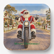 Santa Riding Motorbike Christmas Design