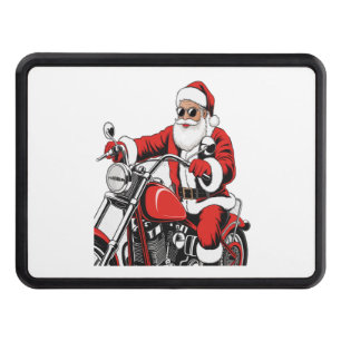 Santa Riding Motorcycle Hitch Cover