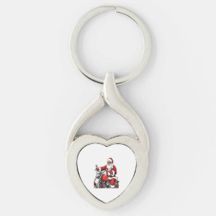 Santa Riding Motorcycle Keychain