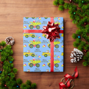 Christmas Dump Truck Construction Trucks Wrapping Paper, Zazzle