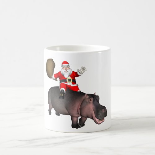 Santa Riding On Hippo Coffee Mug