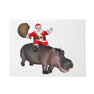 Santa Riding On Hippo Doormat