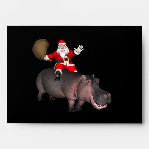 Santa Riding On Hippo Envelope