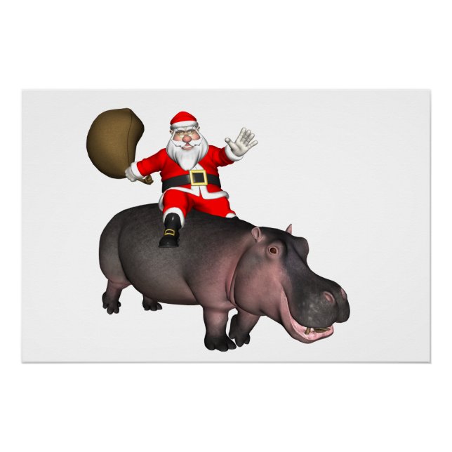Santa Riding On Hippo Poster (Front)