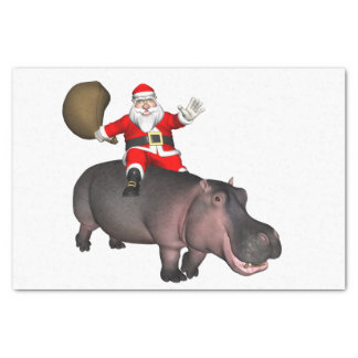 Santa Riding On Hippo Tissue Paper