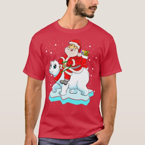Santa Riding Panda Bear Merry Christmas Xmas T_Shirt