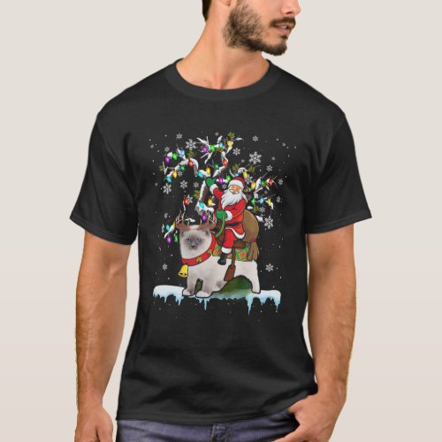 Santa Riding Ragdoll Cat Xmas Tree Santa Cat Lover T_Shirt