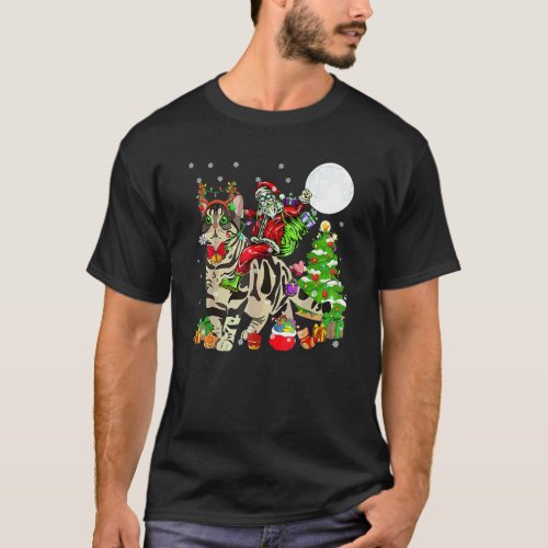 Santa Riding Reindeer American Shorthair Cat Chris T-Shirt