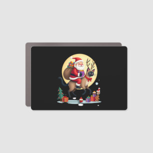 Santa Riding Reindeer Siamese Cat Christmas Tree L Car Magnet