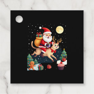 Santa Riding Reindeer Siamese Cat Christmas Tree L Favor Tags