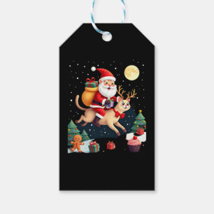 Santa Riding Reindeer Siamese Cat Christmas Tree L Gift Tags