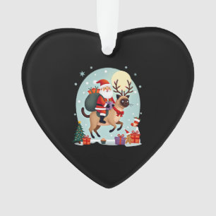 Santa Riding Reindeer Siamese Cat Christmas Tree L Ornament