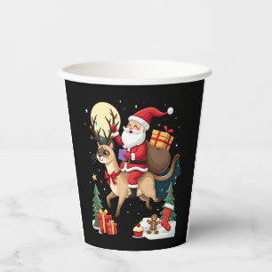 Santa Riding Reindeer Siamese Cat Christmas Tree L Paper Cups