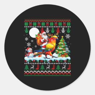 Santa Riding Reindeer Sun Conure Sweater Xmas Tree Classic Round Sticker