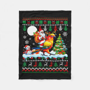 Santa Riding Reindeer Sun Conure Sweater Xmas Tree Fleece Blanket