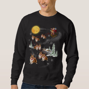 Santa Riding Rough Collie Dog X-mas Pajama Family Sweatshirt