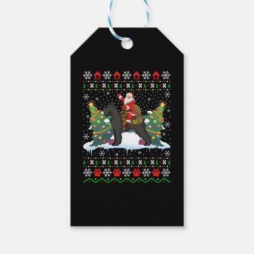 Santa riding Schnauzer ugly Gift Tags