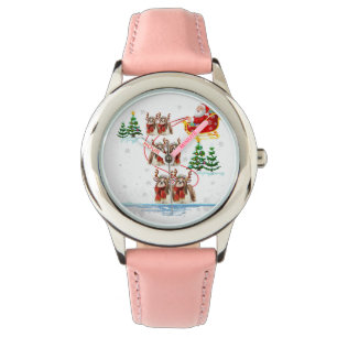 Santa Riding Shih Tzu Reindeer Christmas Gift Watch