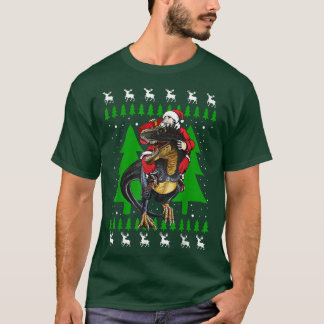 Santa Riding T Re Dinosaur Gifts Dino Ugly Christm T-Shirt