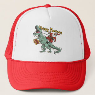 Santa Riding T Rex - Merry Trexmas Trucker Hat