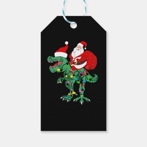 santa riding tree rex   gift tags