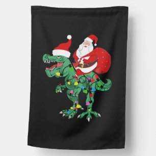 santa riding tree rex house flag