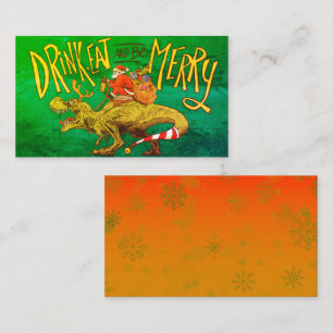 Santa Riding Trex - Prehistoric Christmas Day Note Card