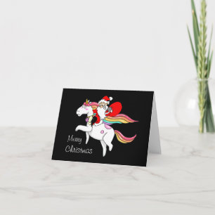 Santa Riding Unicorn Christmas Card