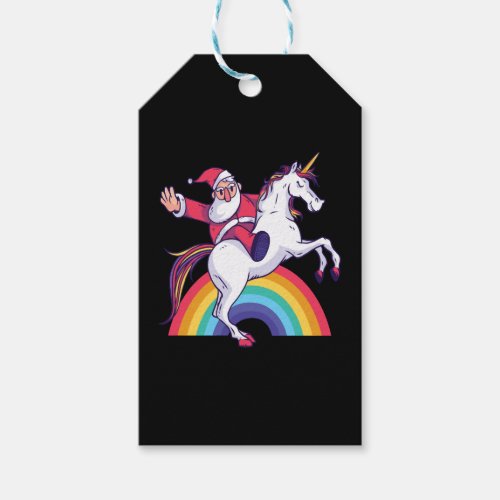 Santa Riding Unicorn Funny Christmas Xmas Matching Gift Tags