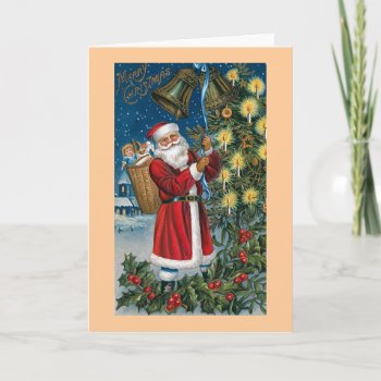 "santa Rings The Bells" Vintage Holiday Card by ChristmasVintage at Zazzle