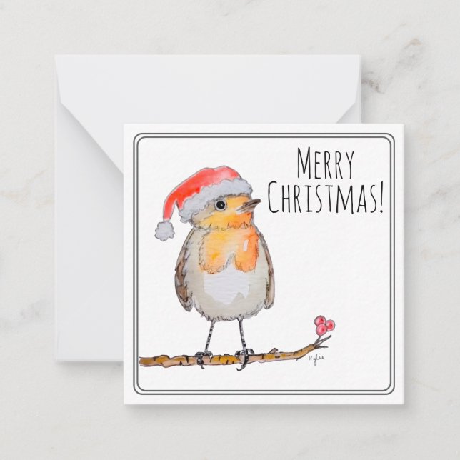 Santa Robin Note Card (Front)