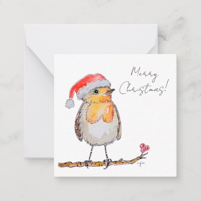 Santa Robin Note Card (Front)