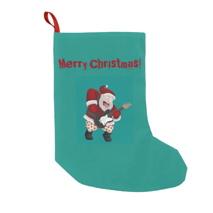 Rock Violin Santa Xmas Socks 2Pcs Set Christmas Stockings Decorations