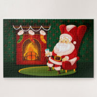 Santa Rocking by the Fireplace Jigsaw Puzzle