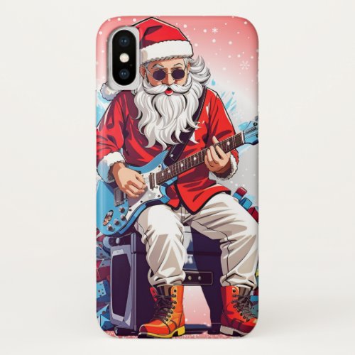 Santa Rocks At Christmas iPhone X Case