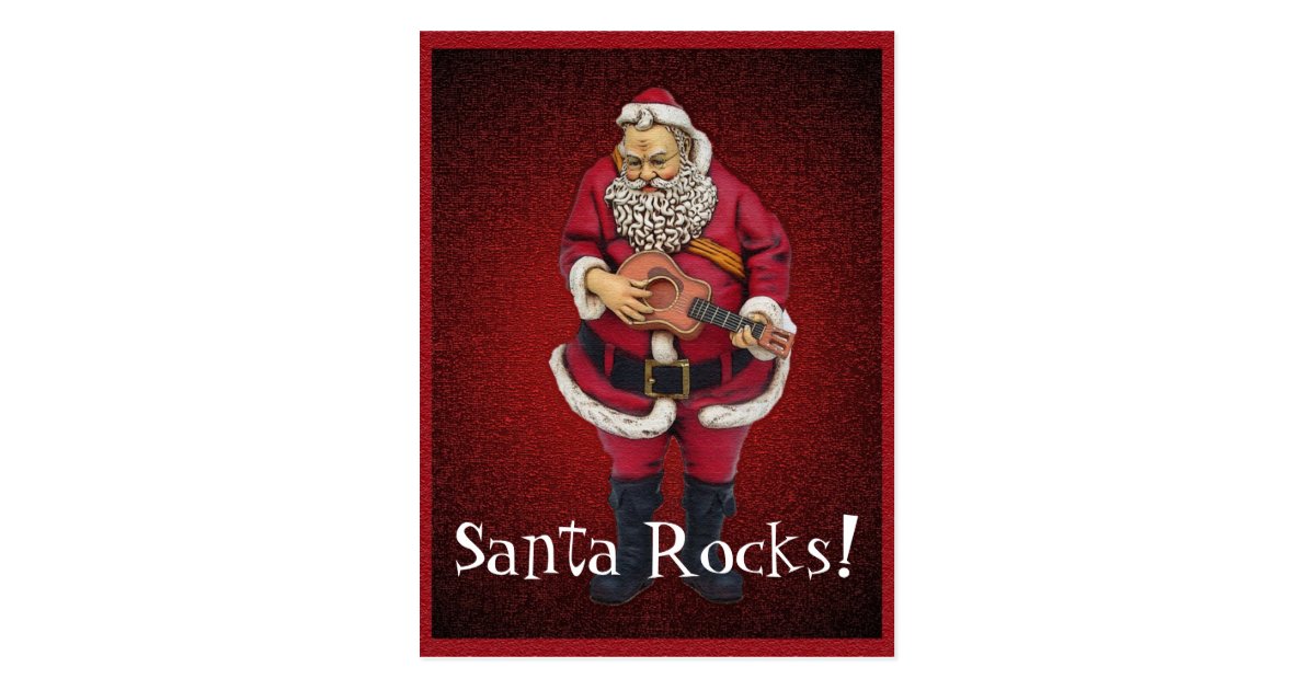 Santa Rocks Christmas Postcard | Zazzle