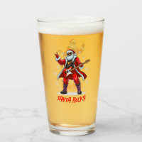 Santa Rocks! Funny Santa Claus playing guitar