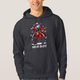 Santa Rocks! Funny Santa Claus playing guitar Hoodie