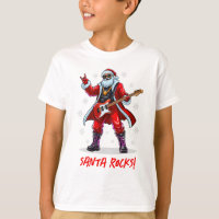Santa Rocks! Funny Santa Claus playing guitar