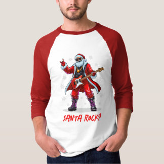 Santa Rocks! Funny Santa Claus playing guitar T-Shirt
