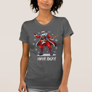 Santa Rocks! Funny Santa Claus playing guitar T-Shirt