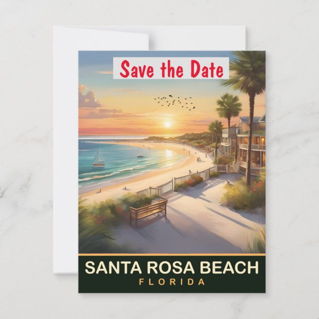 Santa Rosa Beach Florida Shore Wedding Invitation (Front)