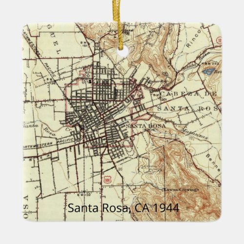 Santa Rosa CA 1944 Map Ceramic Ornament