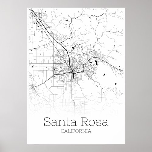 Santa Rosa Map _ California _ City Map Poster