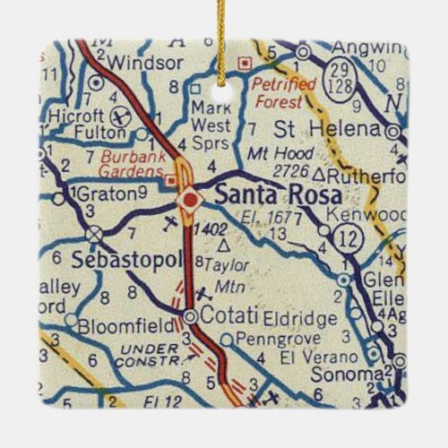 Santa Rosa Map Ceramic Ornament