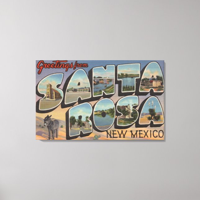 Santa Rosa, New Mexico - Large Letter Scenes Canvas Print (Front)