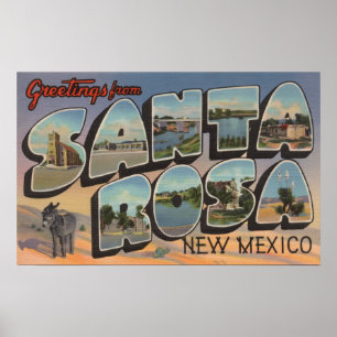 Santa Rosa, New Mexico - Large Letter Scenes Poster