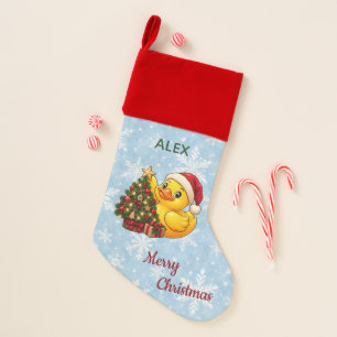 Santa Rubber Duck Decorating Christmas Tree Stocking