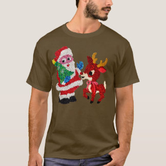 Santa Rudolph 70s Melted Plastic Popcorn T-Shirt